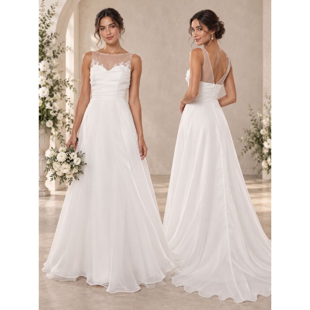 Lulus Yours for Eternity Wedding Dress White Organza Embroidered Size M NWT